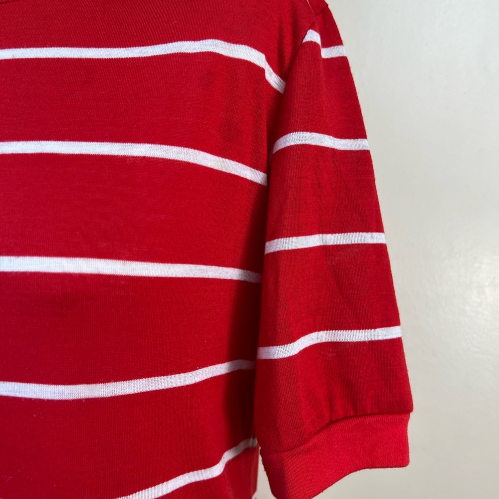 VTG Red & White Stripe Belted T-Shirt Dress - Picture 11 of 14